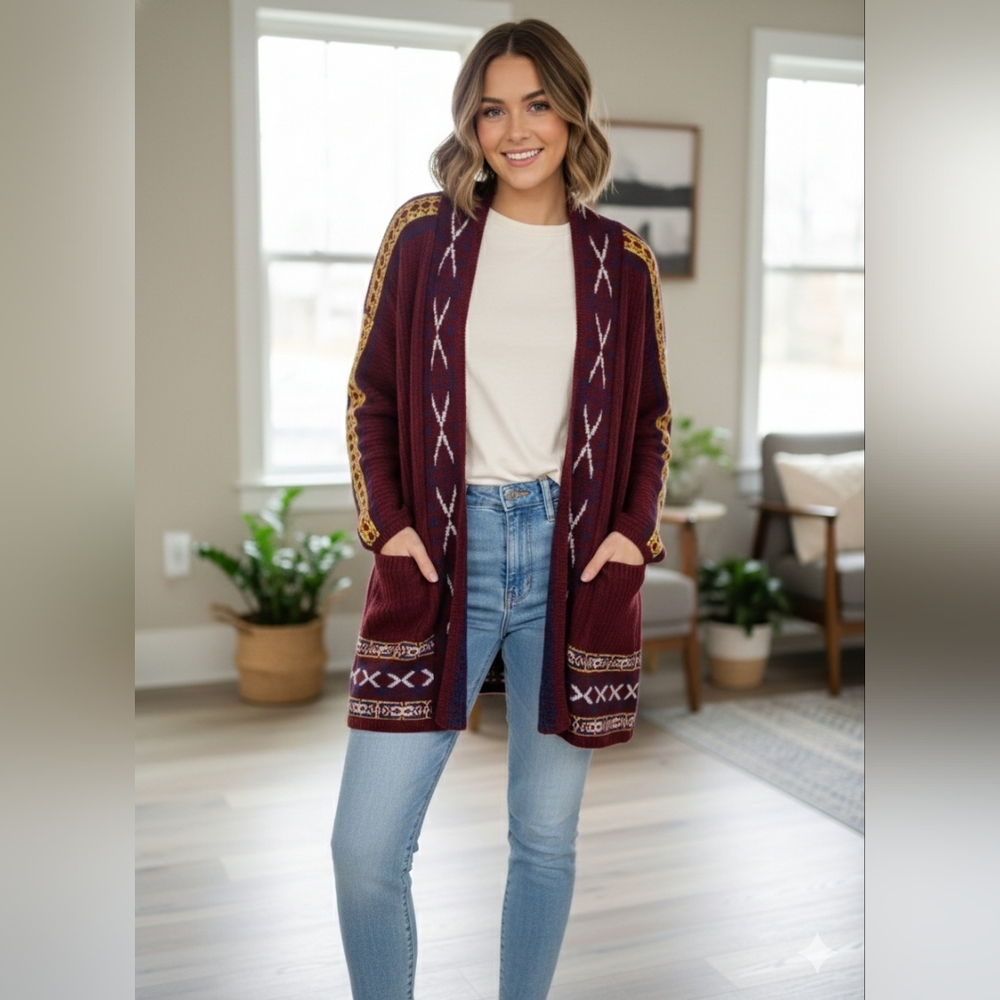 NWT! Women's Lucky Brand Relaxed Fit Cardigan  - Cotton Blend - Size Medium